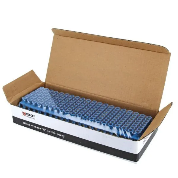 Шина "0" N (6x9мм) 8 отв. латунь синий нейл. корп. комбинир. EKF - Фото 2