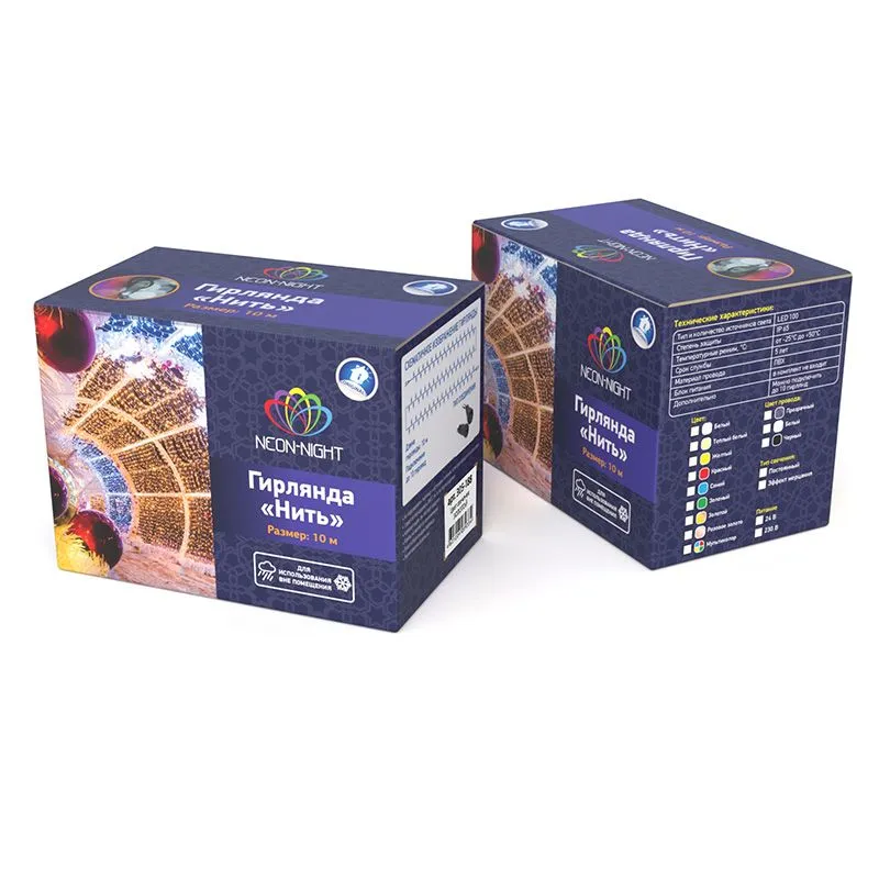 Гирлянда светодиодная Нить 10м 100 LED МУЛЬТИКОЛОР черный ПВХ IP65 постоянное свечение 230В соединяется нужен блок 303-500 NEON-NIGHT - Фото 3