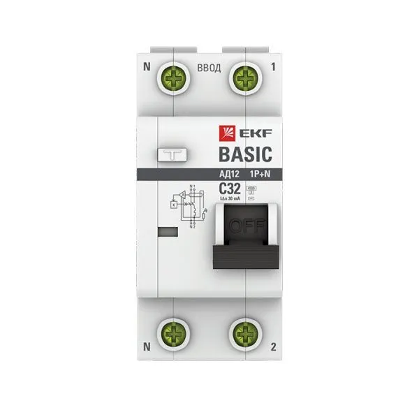 АВДТ АД-12 1P+N 32А 30мА тип АС х-ка C эл. 4,5кА Basic