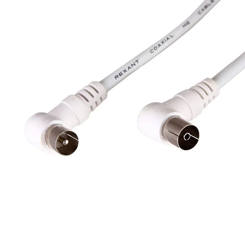 Шнур ТВ гнездо - ТВ штекер, угловой, 1,5м, белый REXANT 18-0022