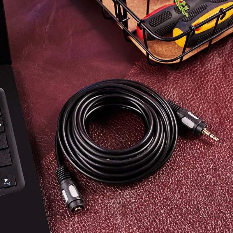 Шнур Стерео 3,5мм гнездо - Стерео 3,5мм штекер, 7м, Gold REXANT - Фото 2