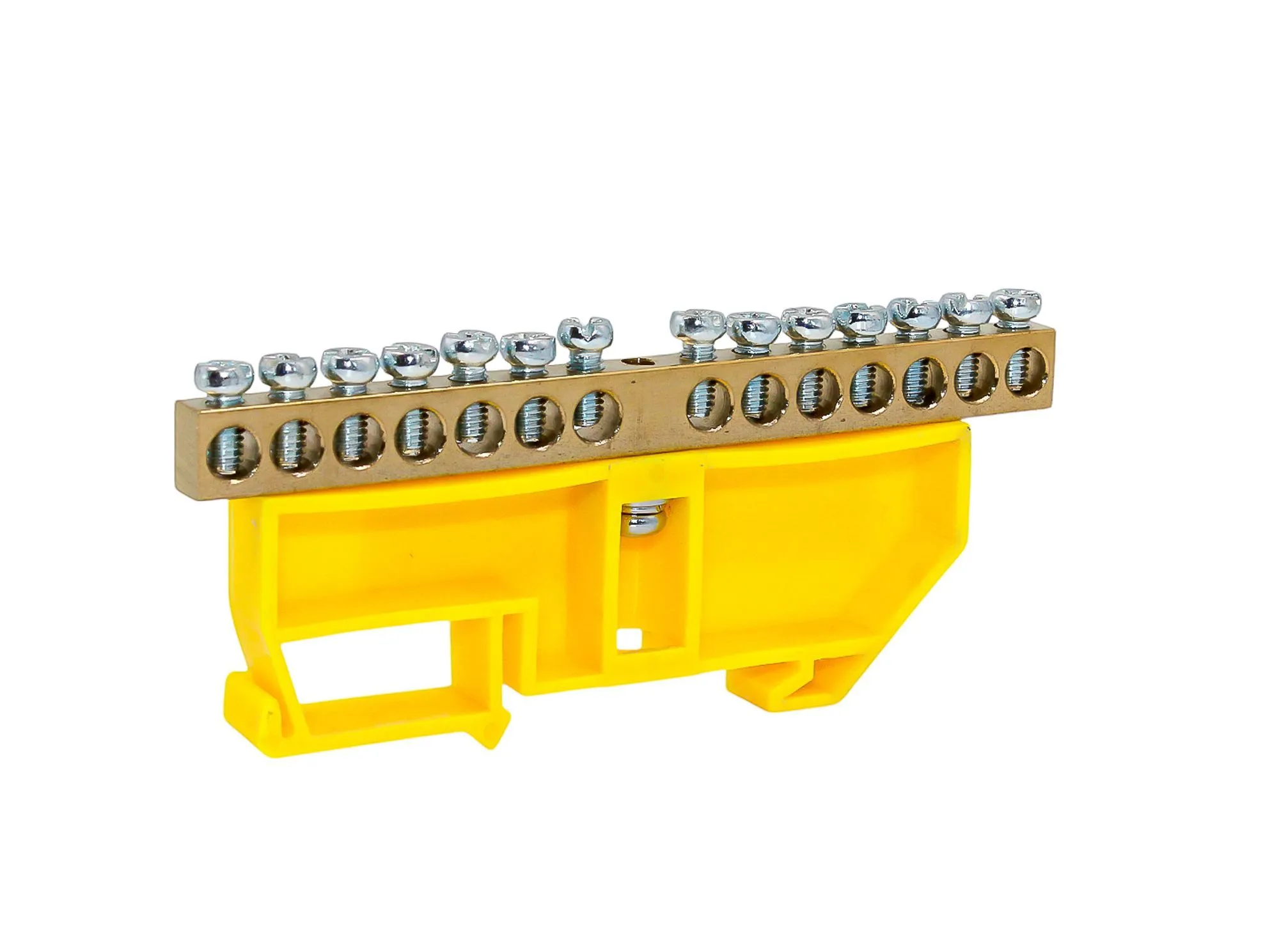 Шина PE "земля" на DIN-изоляторе ЖЕЛТЫЙ 6х9-14 AN0803-0017