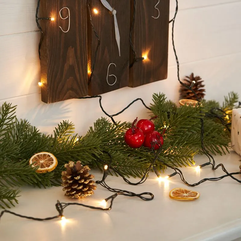 Гирлянда Твинкл Лайт 4 м, темно-зеленый ПВХ, 25 LED, цвет ТЕПЛЫЙ БЕЛЫЙ - Фото 3