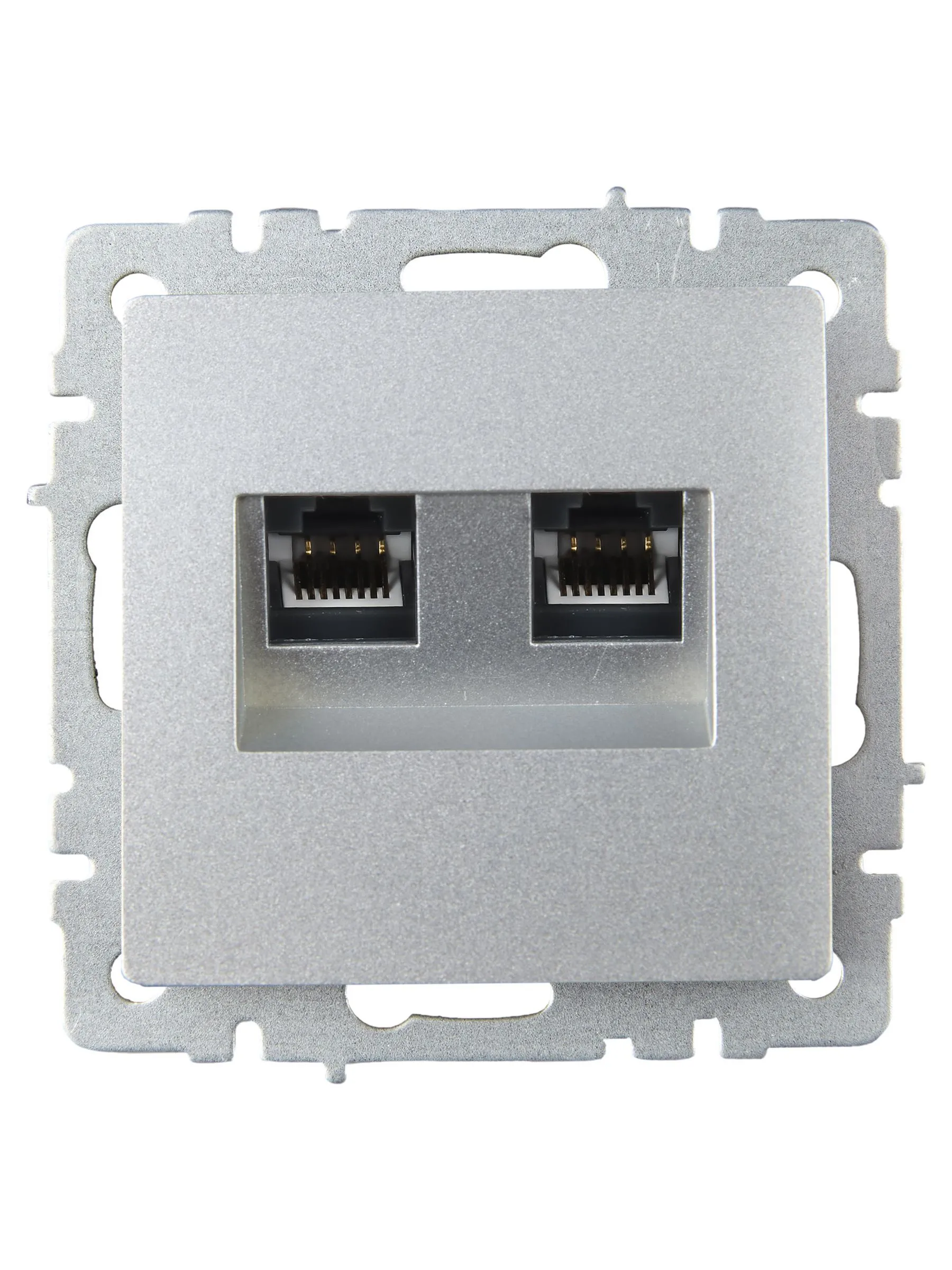 BRITE Розетка компьютерная двойная RJ45 кат.5E РК10-2-БрА алюминий IEK - Фото 6
