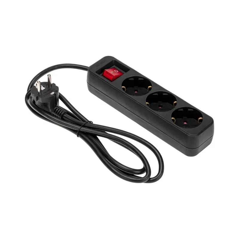 Удлинитель STANDARD 3 гнезда, 1,5м, 3х1,0мм², с/з, с выключателем, черный REXANT - Фото 2