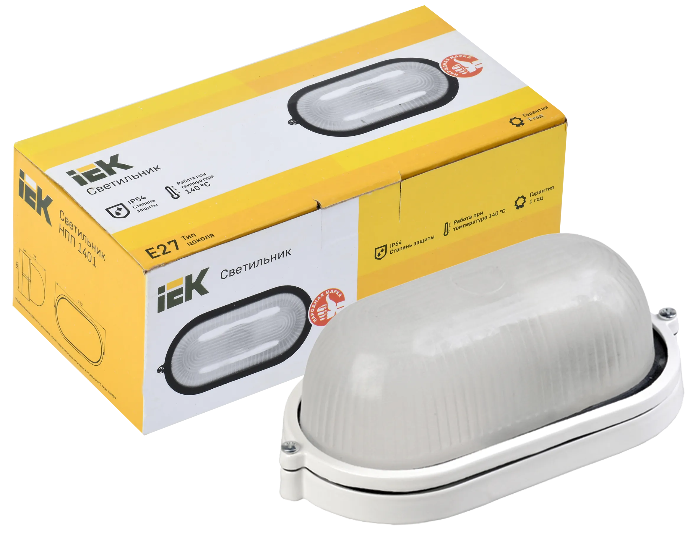 Светильник НПП1401 овал 60Вт IP54 белый IEK - Фото 3