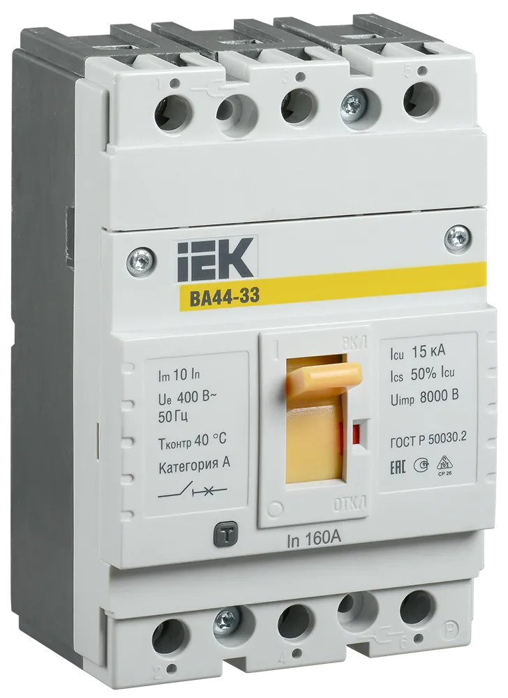Выключатель автоматический ВА44-33 3Р 160А 15кА IEK SVA4410-3-0160