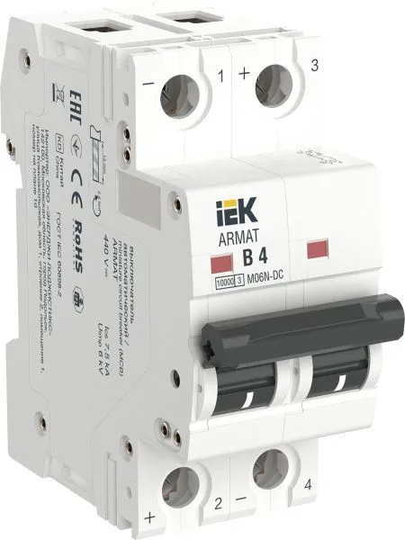 ARMAT Автоматический выключатель M06N-DC 2P B 4А IEK AR-M06N-2-B004DC