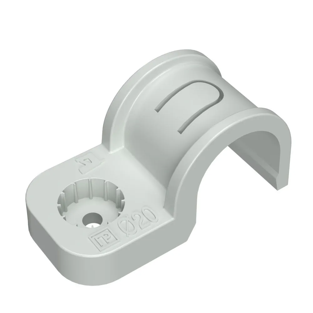 Крепеж-скоба пластиковая односторонняя для прямого монтажа атмосферостойкая серая в п/э d20 мм (10шт PR13.0398