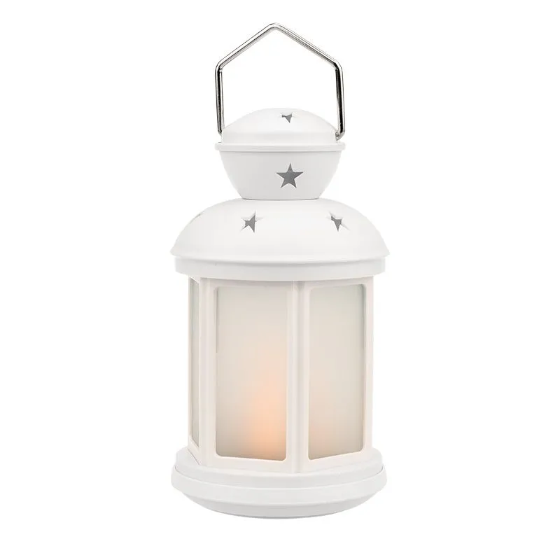 Декоративный фонарь 12х12х20,6 см, белый корпус, теплый белый цвет свечения с эффектом пламени свечи - Фото 3