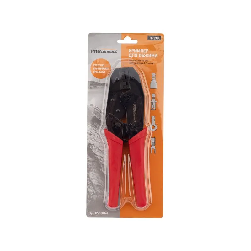 Кримпер HT-236C для обжима неизолированных автоклемм 0,5-6,0мм² PROconnect - Фото 4