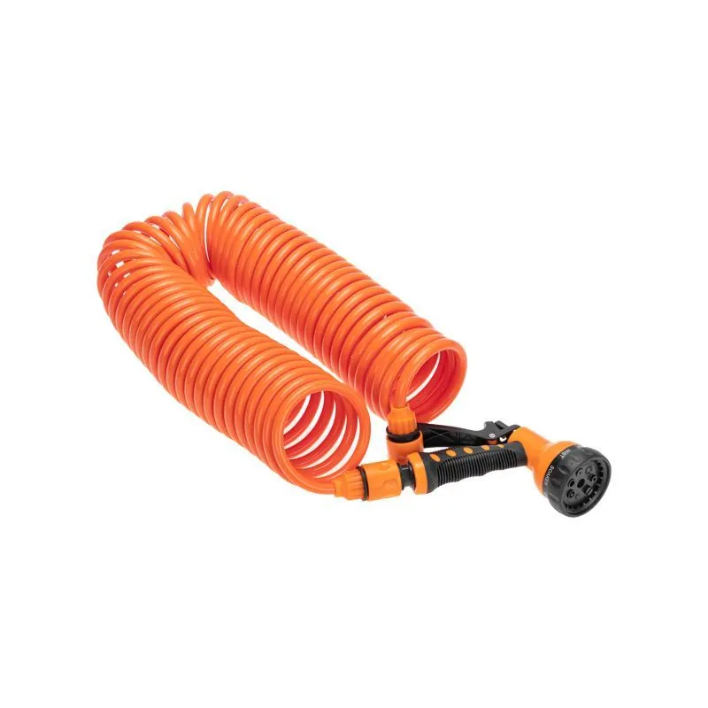 Шланг спиральный, 15м х 8мм, пистолет-распылитель, 2 коннектора, адаптер ЧЕТЫРЕ СЕЗОНА 62-0270