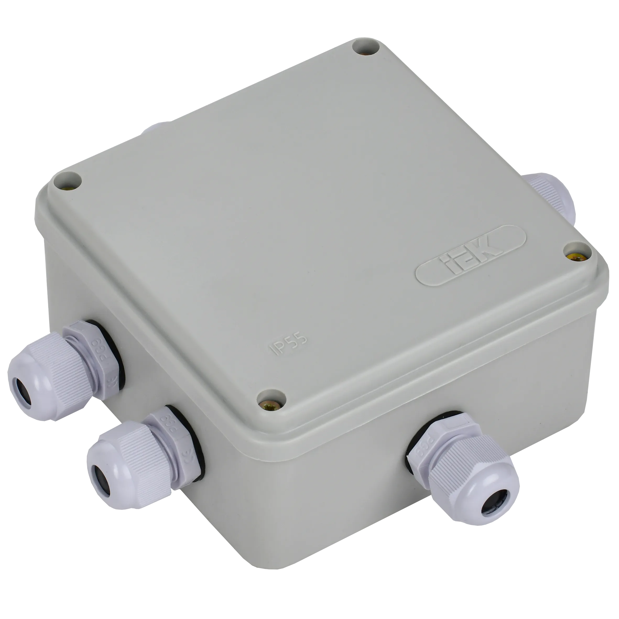 Коробка распаячная КМ41330 для открытой проводки безгалогенная (HF) 100х100х50мм IP55 5 гермовводов PG9 серая IEK - Фото 4