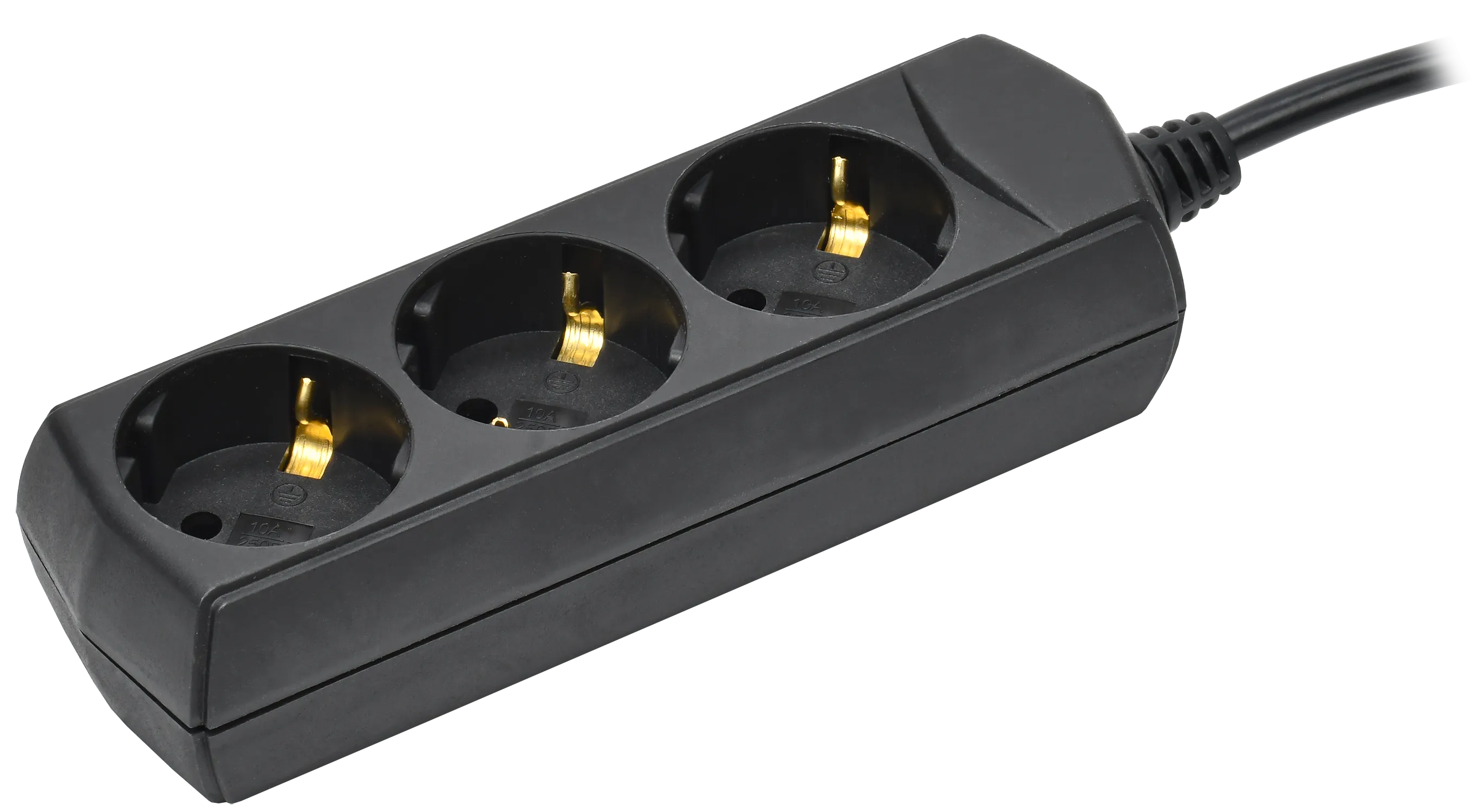 Удлинитель У03 3 места с заземлением 3м 3х1мм2 10А/250В черный GENERICA WYP10-10-03-03-Z-K02-G