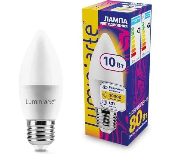 Светодиодная лампа Luminarte LSTD-C37-10W3KE27 10Вт 3000K E27