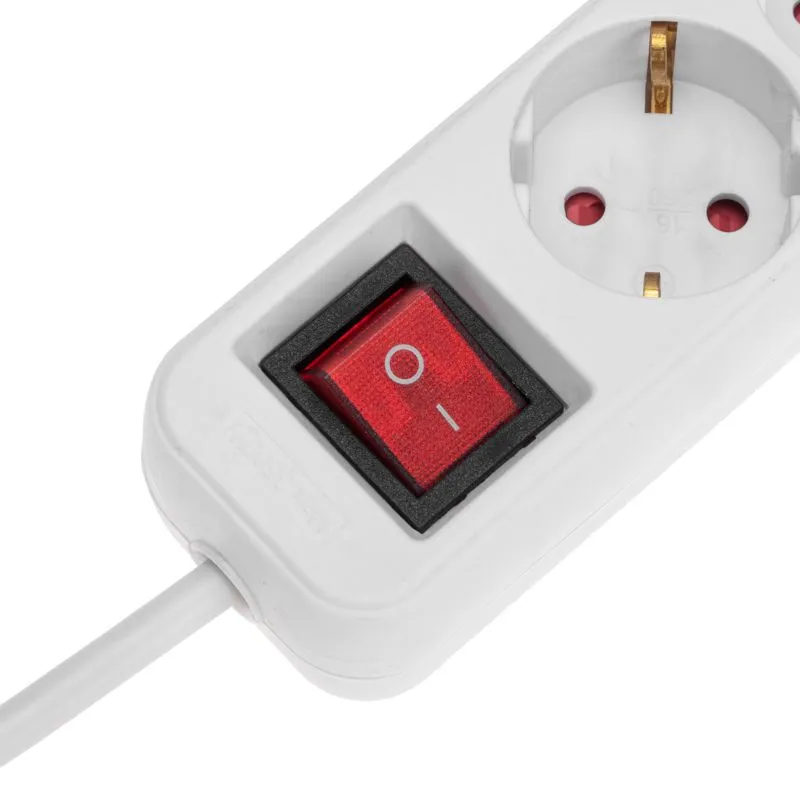 Удлинитель STANDARD 5 гнезд, 1,5м, 3х1,0мм², с/з, с выключателем, белый REXANT - Фото 3