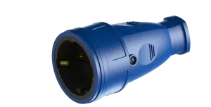 Розетка переносная разборная каучук РА16-005 без крышки (синий) с заземлением