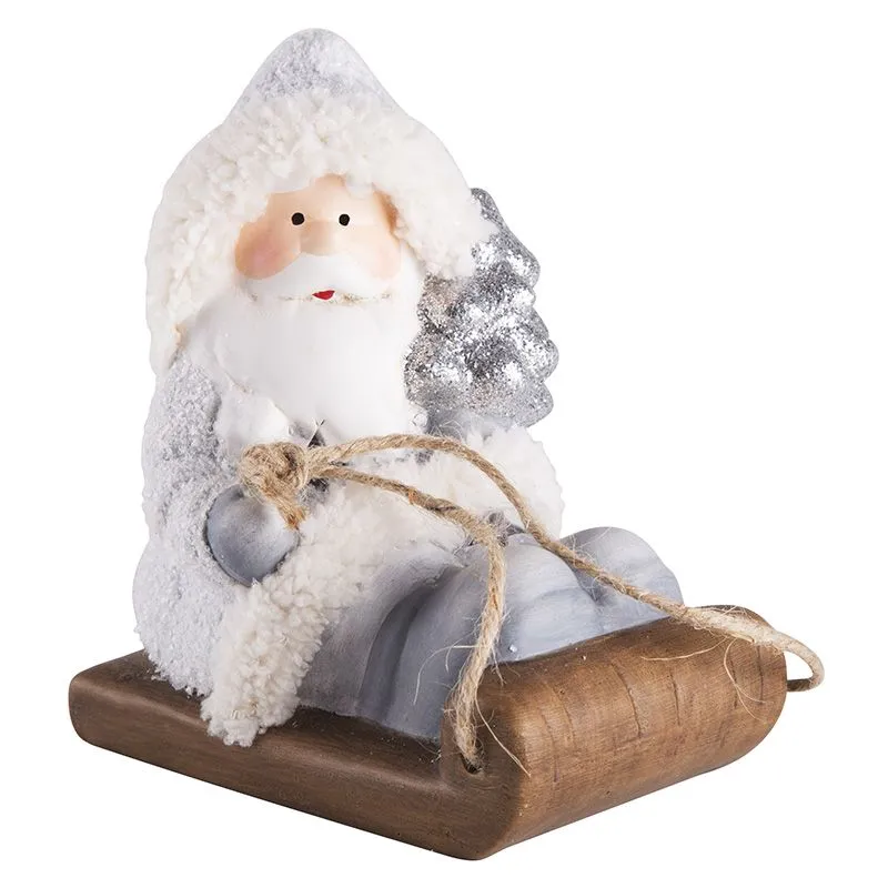 Керамическая фигурка Дед Мороз на санях 13x9,5x14 см - Фото 4