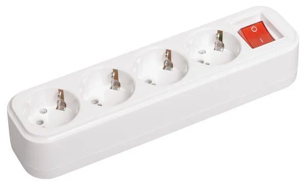 Розетка переносная разборная с заземлением с выключателем К04В 4 места CLASSIC IEK KYP11-16-04-00-ZK