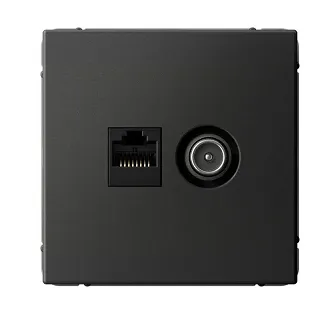 Розетка компьютерная + телевизионная 2-м ArtGallery RJ45 + TV кат.5E базальт SE GAL001489