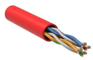 ITK Витая пара U/UTP кат.5E 4х2х24AWG solid LSZH нг(А)-HF красный (305м) LC1-C5E04-124