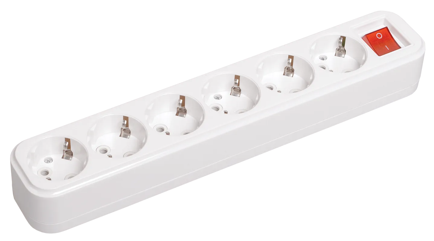 Розетка переносная разборная с заземлением с выключателем К06В 6 мест CLASSIC IEK