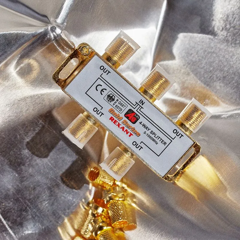 Делитель ТВх4 под F-разъем, 5-1000МГц, Gold (5 F-разъемов в комплекте) REXANT - Фото 2