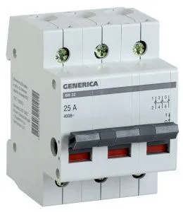 Выключатель нагрузки (мини-рубильник) ВН-32 3Р 25А GENERICA MNV15-3-025