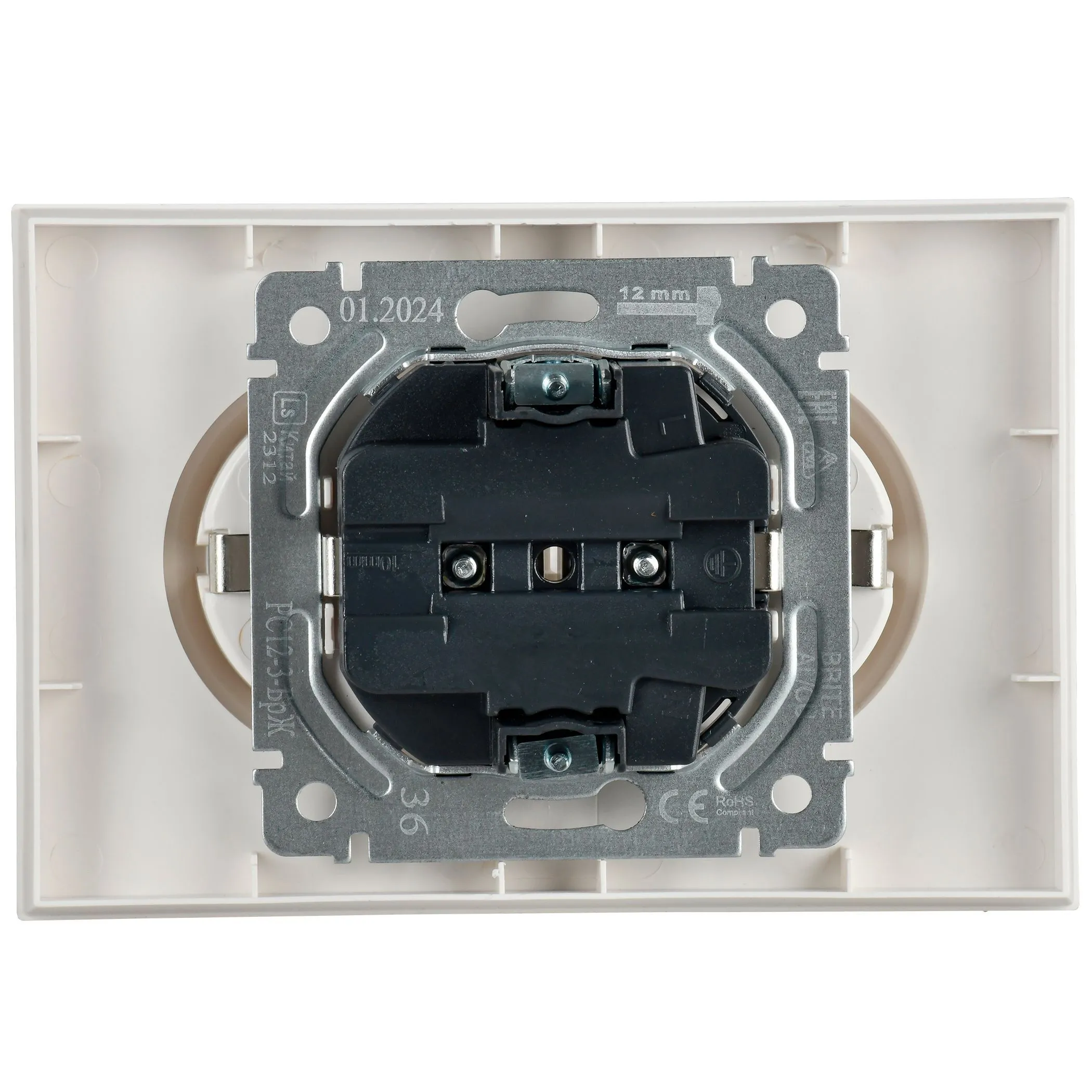 BRITE Розетка 2-местная с заземлением без защитных шторок 16А в сборе РС12-3-БрЖ жемчуг IEK - Фото 5