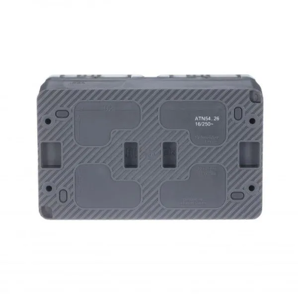 Розетка 2-м ОП AtlasDesign Profi54 16А IP54 250В с заземл. защ. шторки антрацит SE ATN544026 - Фото 2