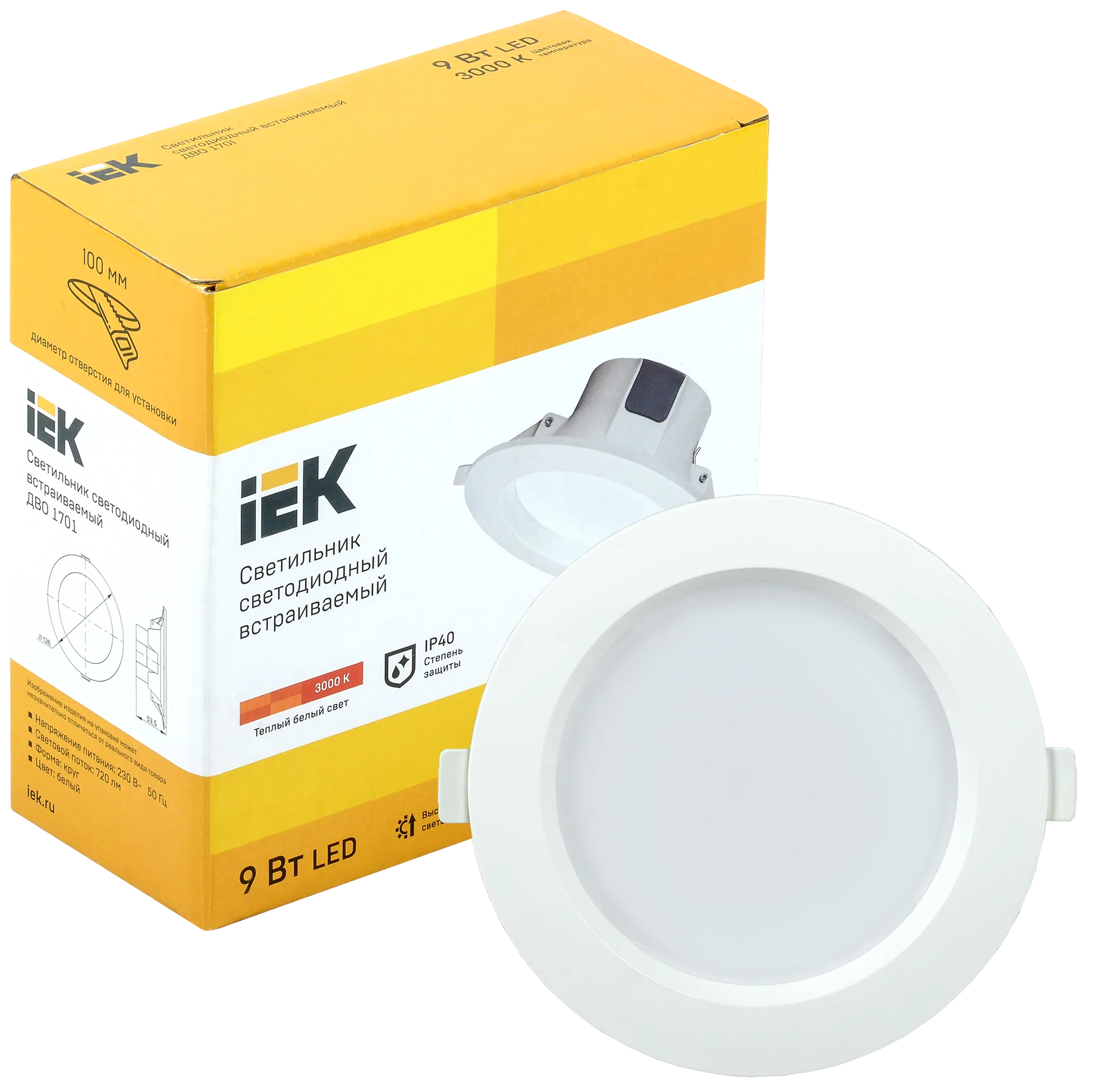 Светильник светодиодный ДВО 1701 белый круг 9Вт 3000K IP40 IEK - Фото 2