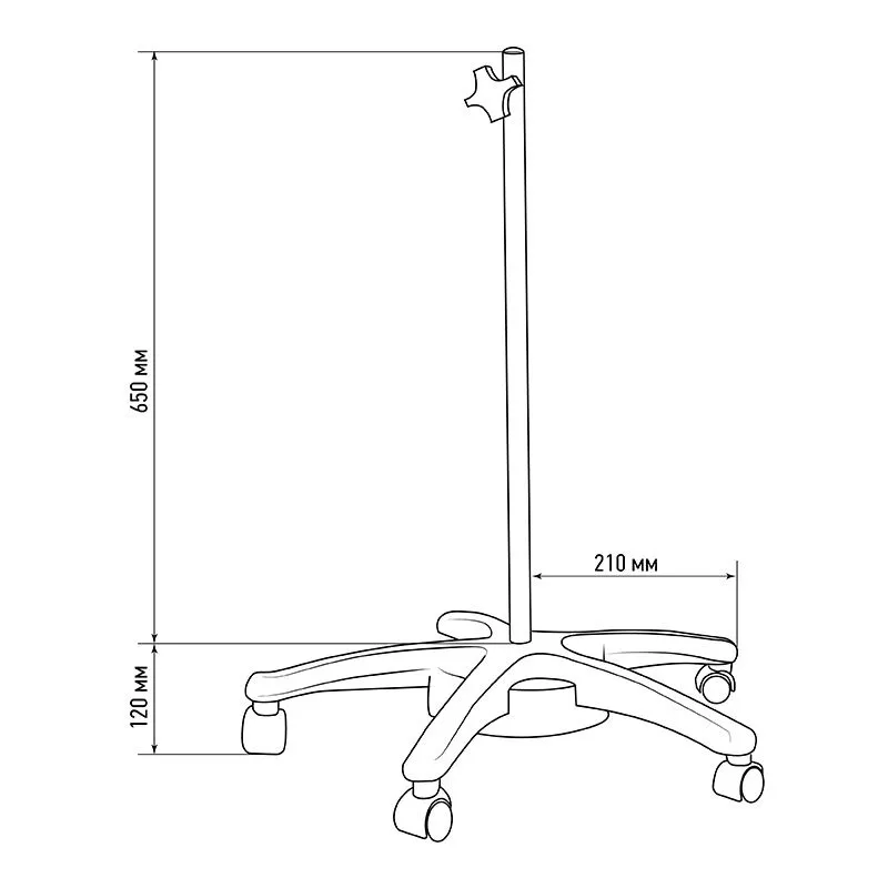 Стойка (штатив) напольная мобильная для луп с подсветкой, пятилучевая, белая (SMP) REXANT - Фото 2