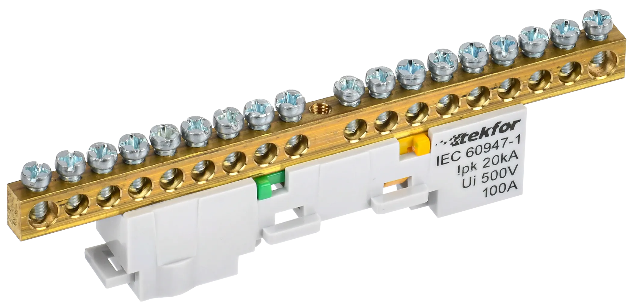 TEKFOR Шина PE "земля" неизолированная на универсальном держателе 6х9-18-Ж IEK