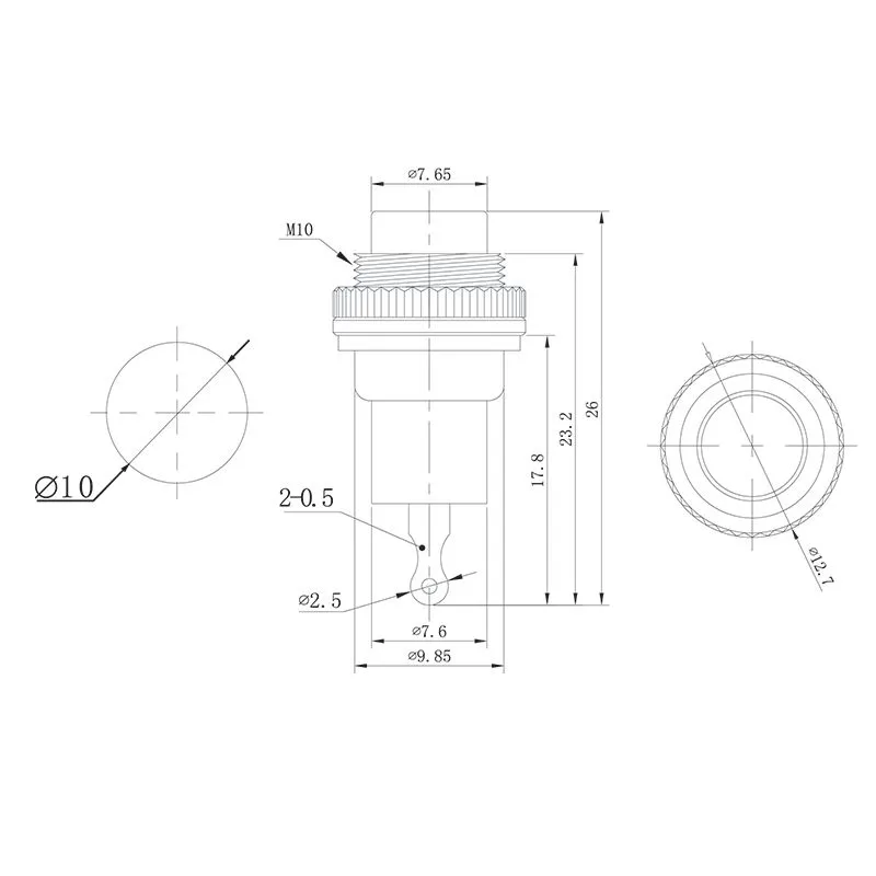 Выключатель-кнопка металл 220V 2А (2с) OFF-(ON) Ø10.2 синяя Mini (RWD-213) REXANT - Фото 2