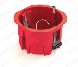 Коробка установочная 1-местная D68х45мм ГИПС с пластиковыми лапками КРАСНАЯ (100шт/уп) GE40022