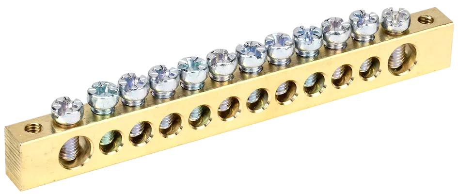 Шина PEN "земля-ноль" 8х12мм 12/2 (12групп/крепеж по краям) IEK