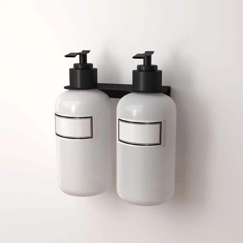 Держатель дозатора для жидкого мыла и шампуней на 2 флакона настенный, черный REXANT 38-0699