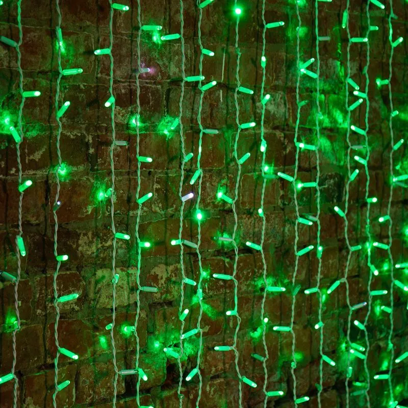Гирлянда светодиодная Занавес 2х1,5м 360 LED ЗЕЛЕНЫЙ белый ПВХ IP65 постоянное свечение 230В блок в комплекте NEON-NIGHT 235-114