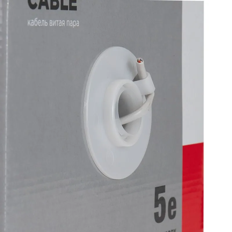 Кабель витая пара U/UTP, CAT 5e, PVC, 2PR, 24AWG, INDOOR, SOLID, серый, 305м REXANT - Фото 4