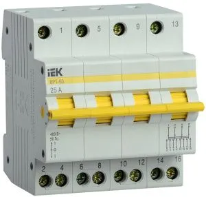Выключатель-разъединитель трехпозиционный ВРТ-63 4P 25А IEK MPR10-4-025
