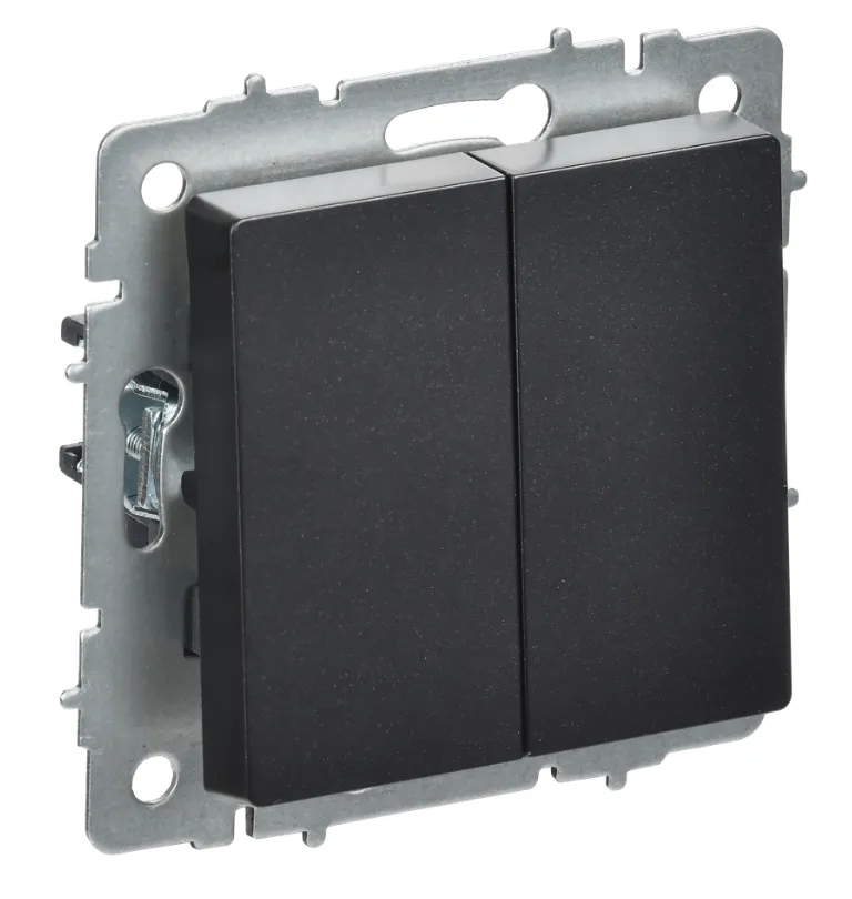 BRITE Выключатель 2-клавишный перекрестный 10А ВС10-2-3-БрЧ черный IEK BR-V23-0-10-K02