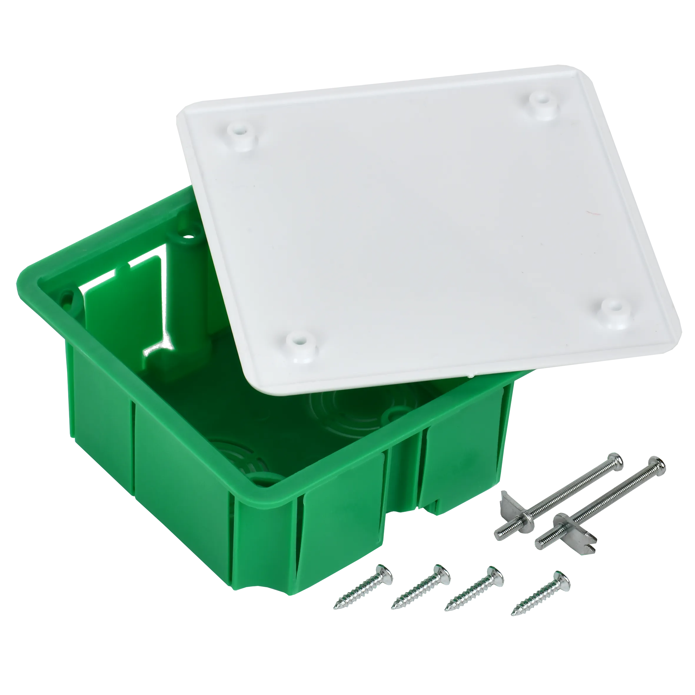 Коробка распаячная КМ41021 для полых стен безгалогенная (HF) 92х92х45мм с саморезами металлическими лапками и крышкой IEK - Фото 4