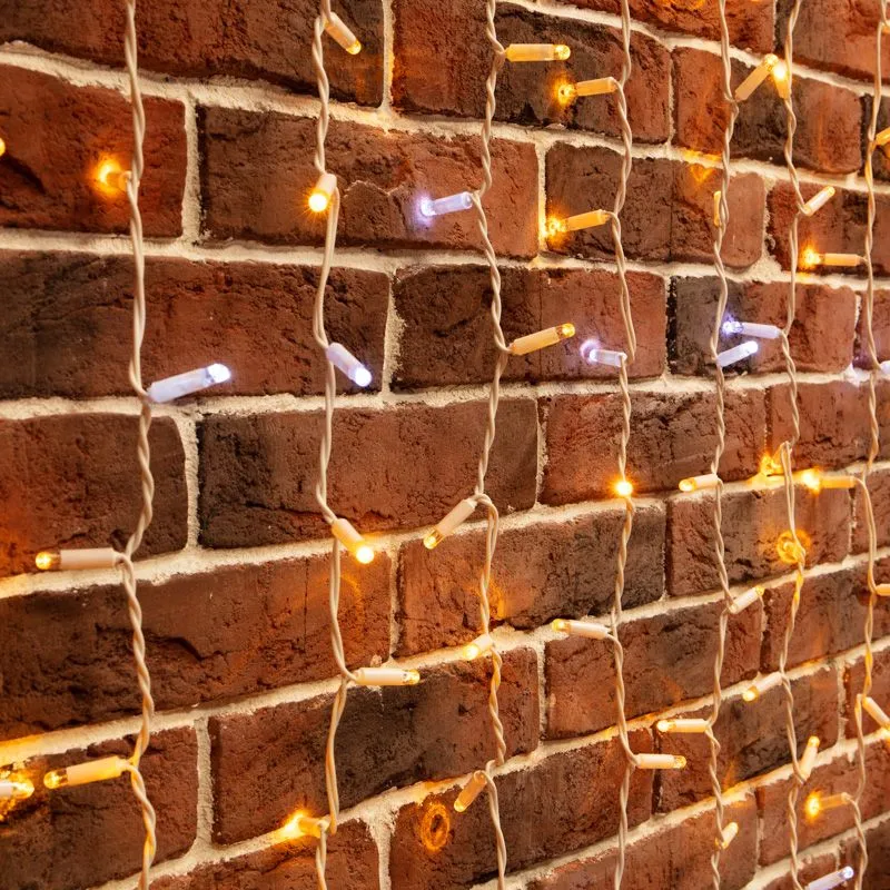 Гирлянда Светодиодный Дождь 2х3м, эффект мерцания, белый провод, 230 В, диоды ЖЁЛТЫЕ (шнур питания в