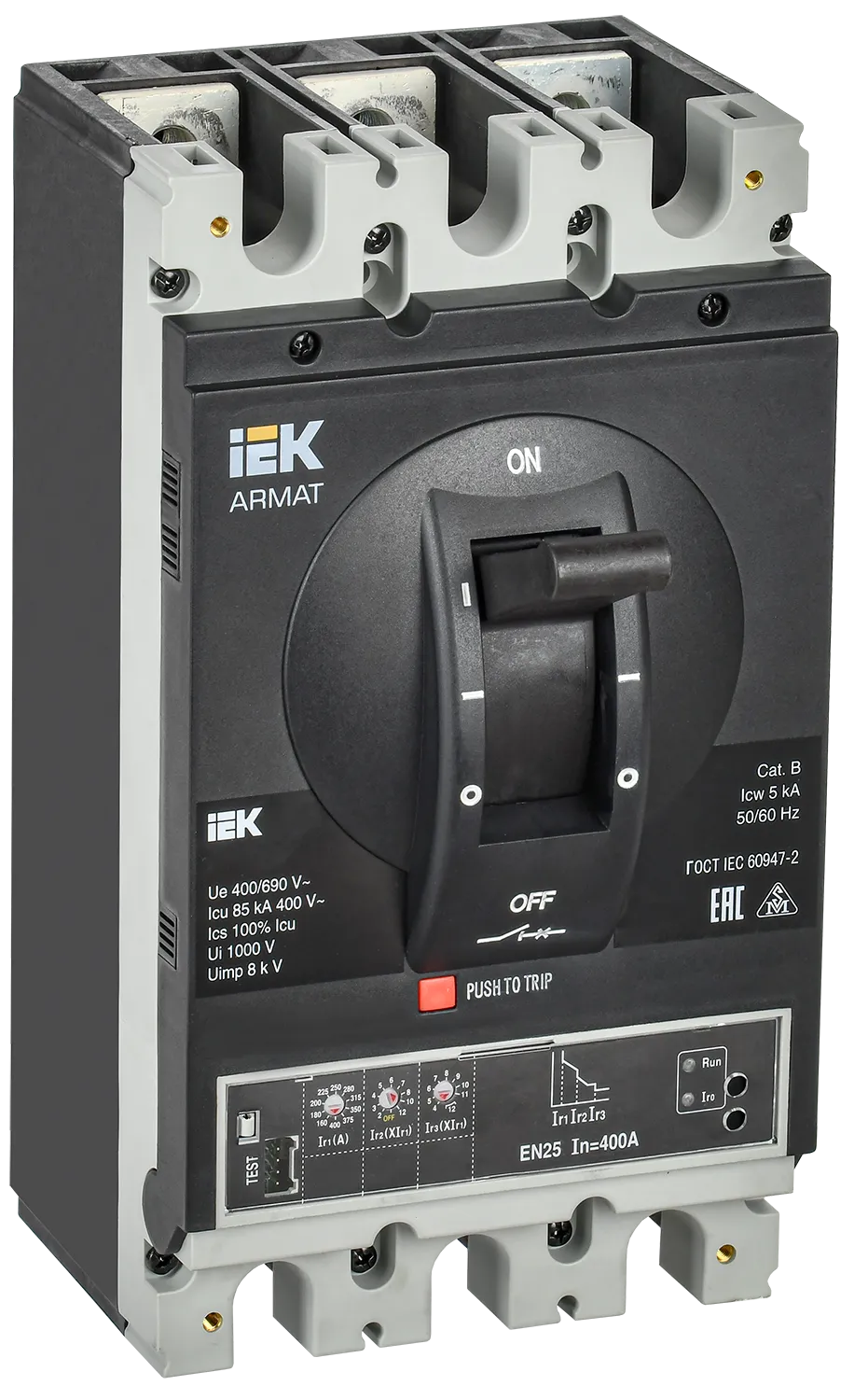 ARMAT Автоматический выключатель в литом корпусе 3P типоразмер H 85кА 400А расцепитель электронный стандартный IEK AR-MCCB-3H-085-0400A-ELSC