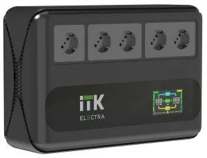 ITK ELECTRA LT5 ИБП однофазный линейно-интерактивный 800ВА/480Вт 5хSchuko LCD дисплей АКБ 1х9AH USB+USB Charge RJ45/11 ELT5-800VA-1-001