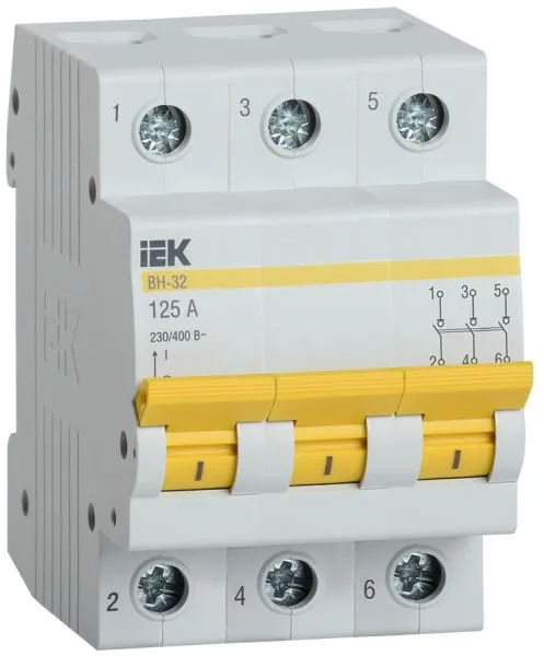KARAT Выключатель нагрузки (мини-рубильник) ВН-32 3P 125А IEK MNV10-3-125