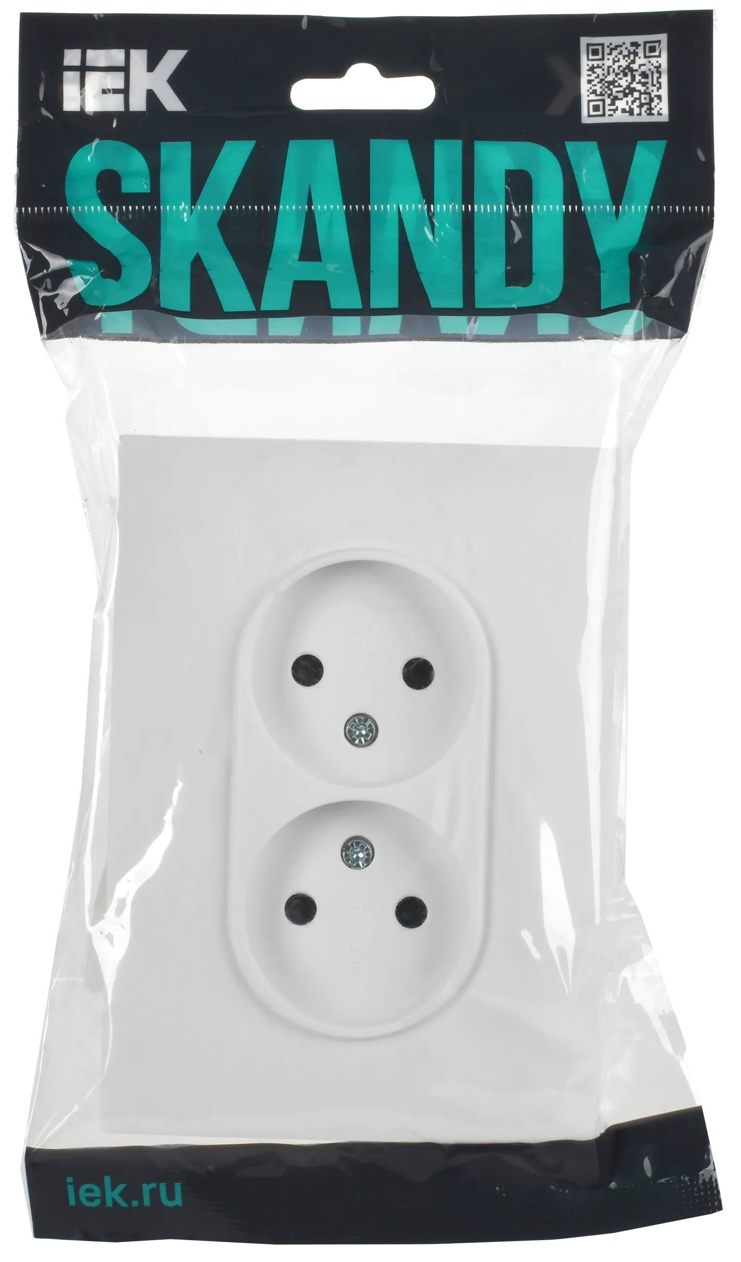 SKANDY Розетка 2-местная без заземления без защитных шторок 10А в сборе SK-R10W арктический белый IEK - Фото 2