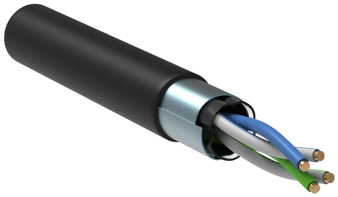 ITK Витая пара F/UTP кат.5E 2х2х24AWG solid LDPE черный (500м)