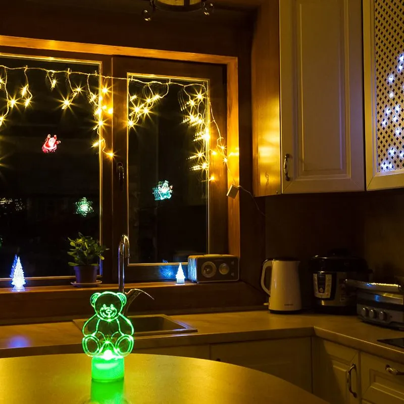 Фигура светодиодная на подставке Мишка 2D, RGB - Фото 4