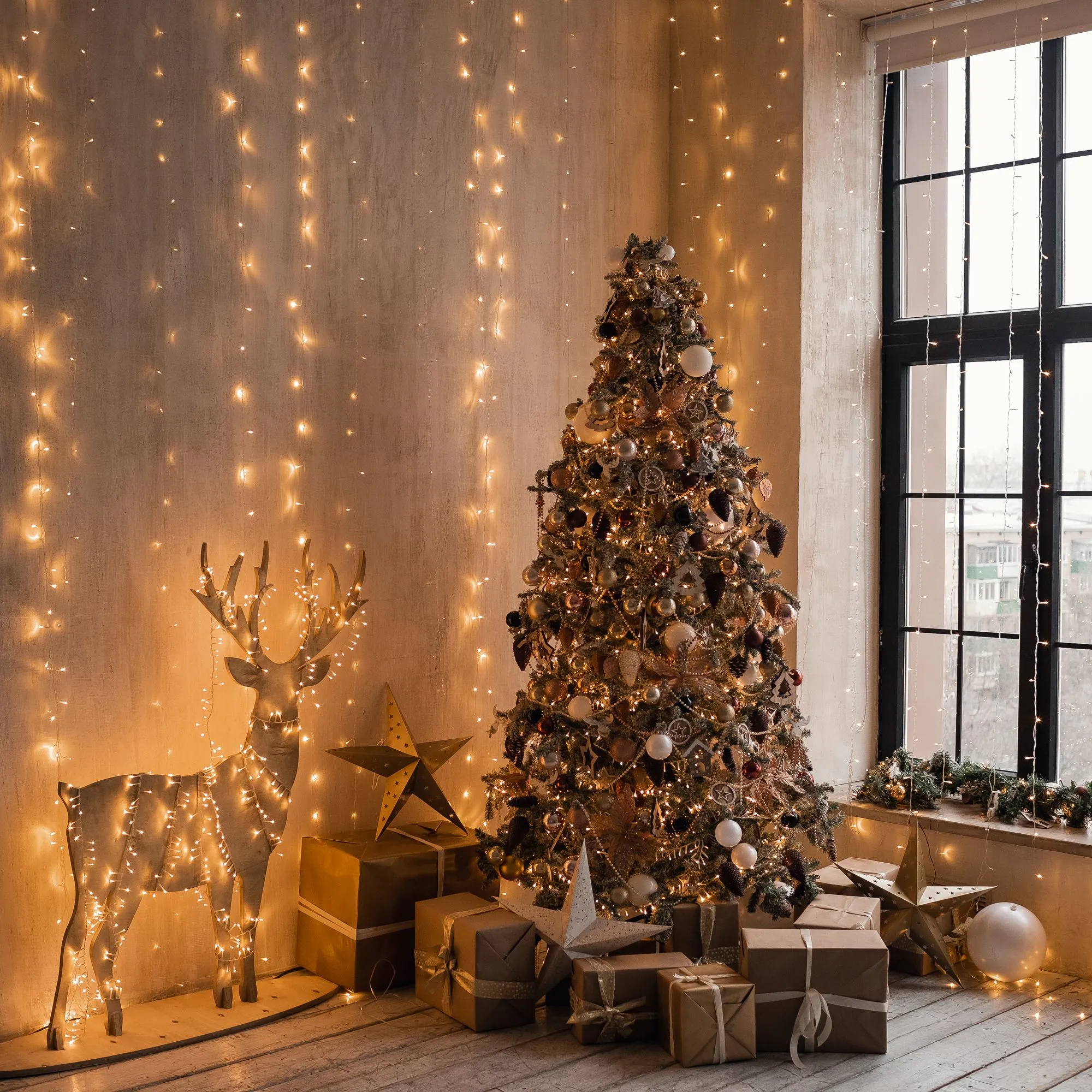 Гирлянда занавес "Роса" теплый белый 2*3м IP20 200-004 Elektrostandard Eurosvet - Фото 5